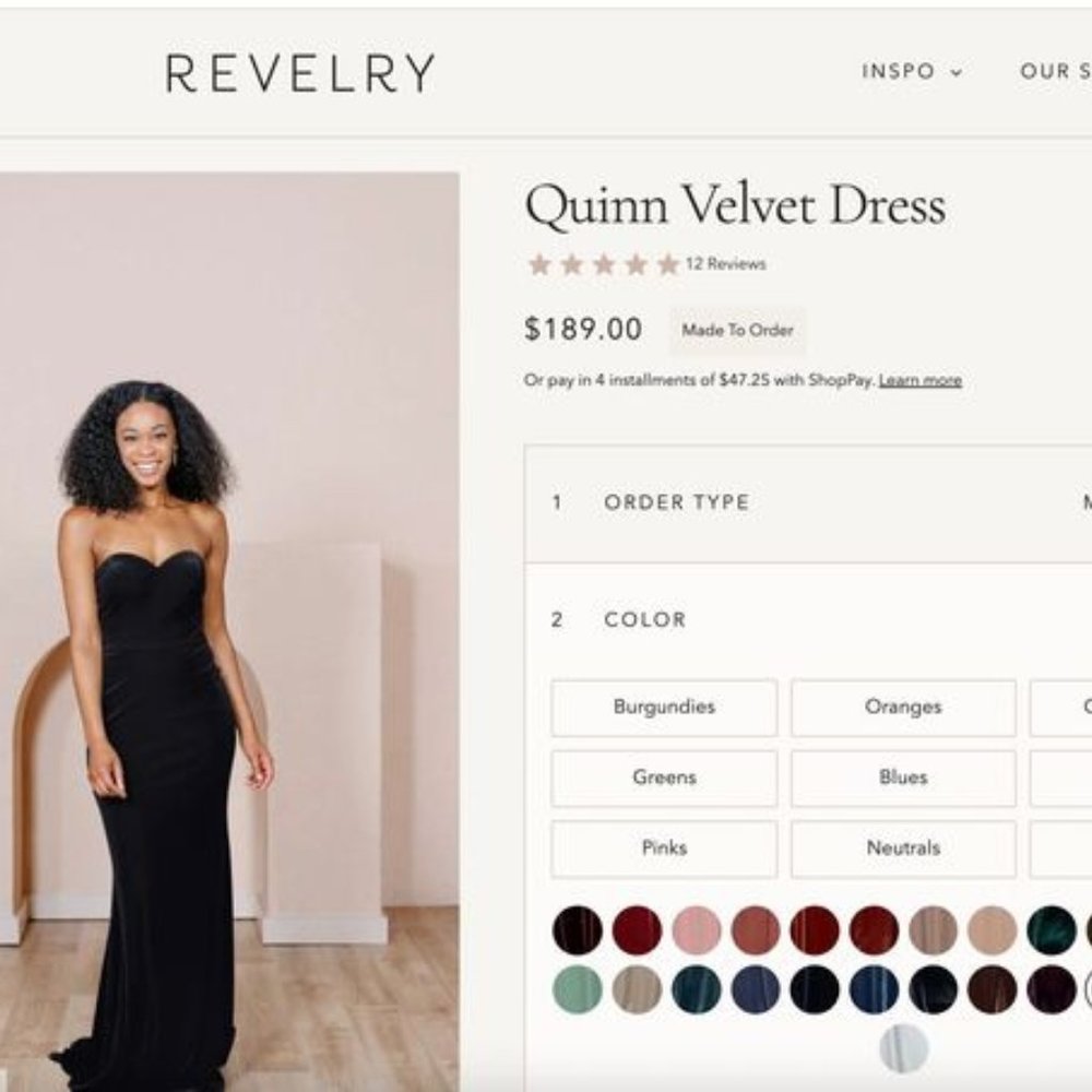 Revelry Quinn Bridesmaid Dress in Black Velvet